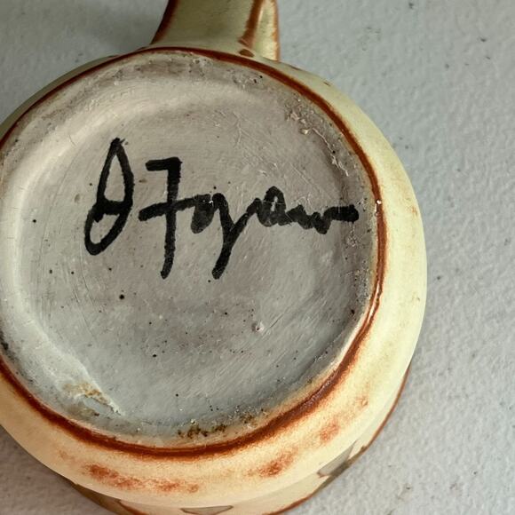 Studio Art Pottery Mugs Set of 2 Handmade Tan & Red Semi-matte - Picture 8 of 14